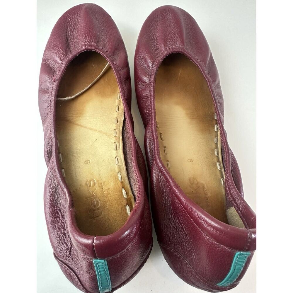 Tieks Burgundy Red Ballet Flats Maroon Leather Slip On Shoes Women's Size 9 - Picture 9 of 15